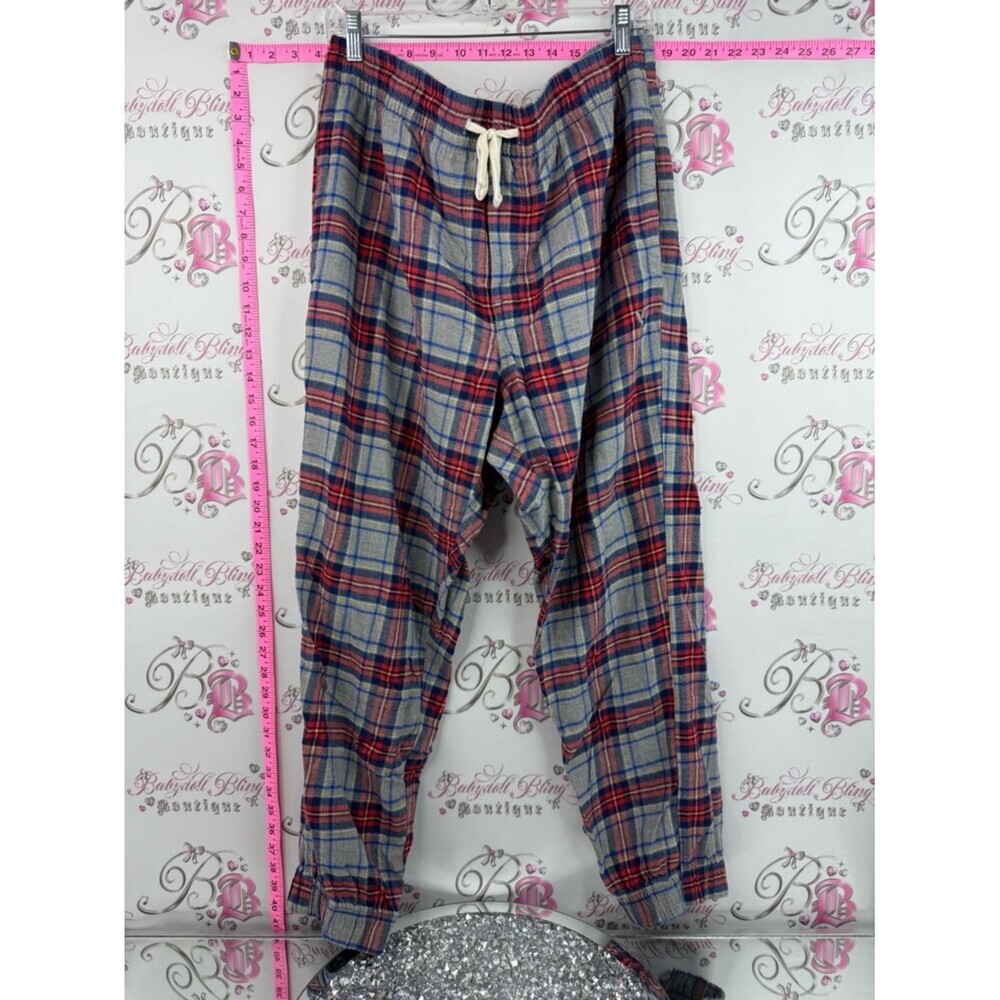 American Eagle Outfitters joggers pj Plaid Drawstring Joggers - Gray, Red & Blue